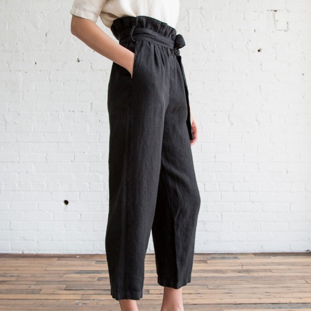 NWT Black Crane Burlap Pants in Black